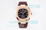 3K Factory Replica Patek Philippe Nautilus Rose Gold Watch Black Dial